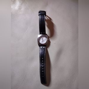 Roots Watch, Black Leather, Nickel Allergy Free, Water Resistant